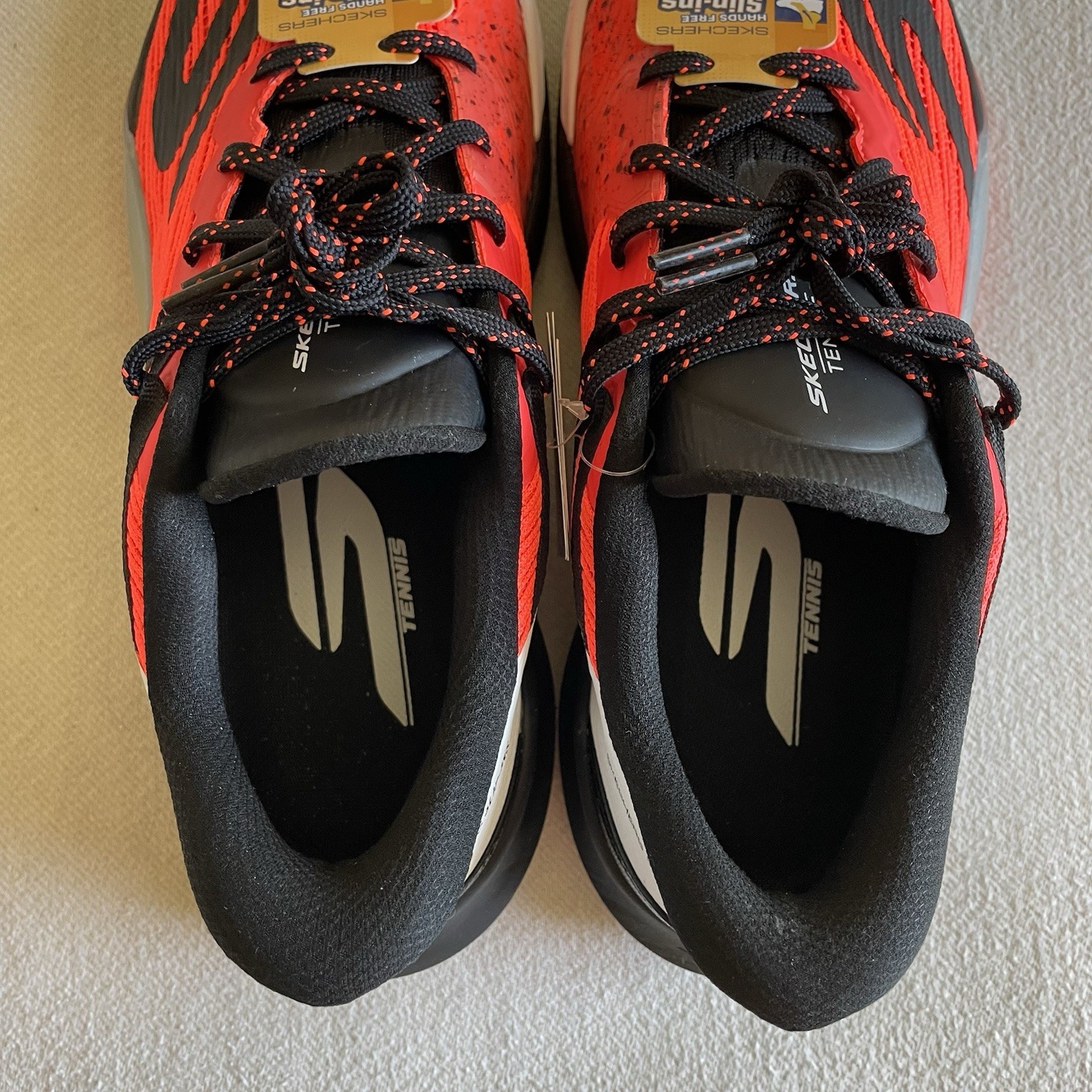 Skechers Slip In Men Size 8 Tennis Baseline Bully Pickleball Shoe Coral Black