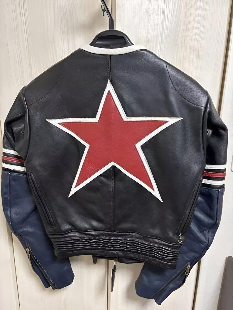 New Men’s Black Vanson Star Motorcycle Jacket Genuine Cowhide Leather Biker Coat