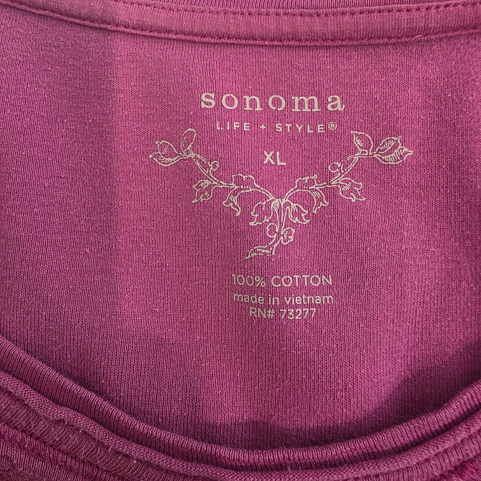 Sonoma Life + Style Women’s Pink Floral Knit Cotton Scoop Neck T-Shirt XL Summer