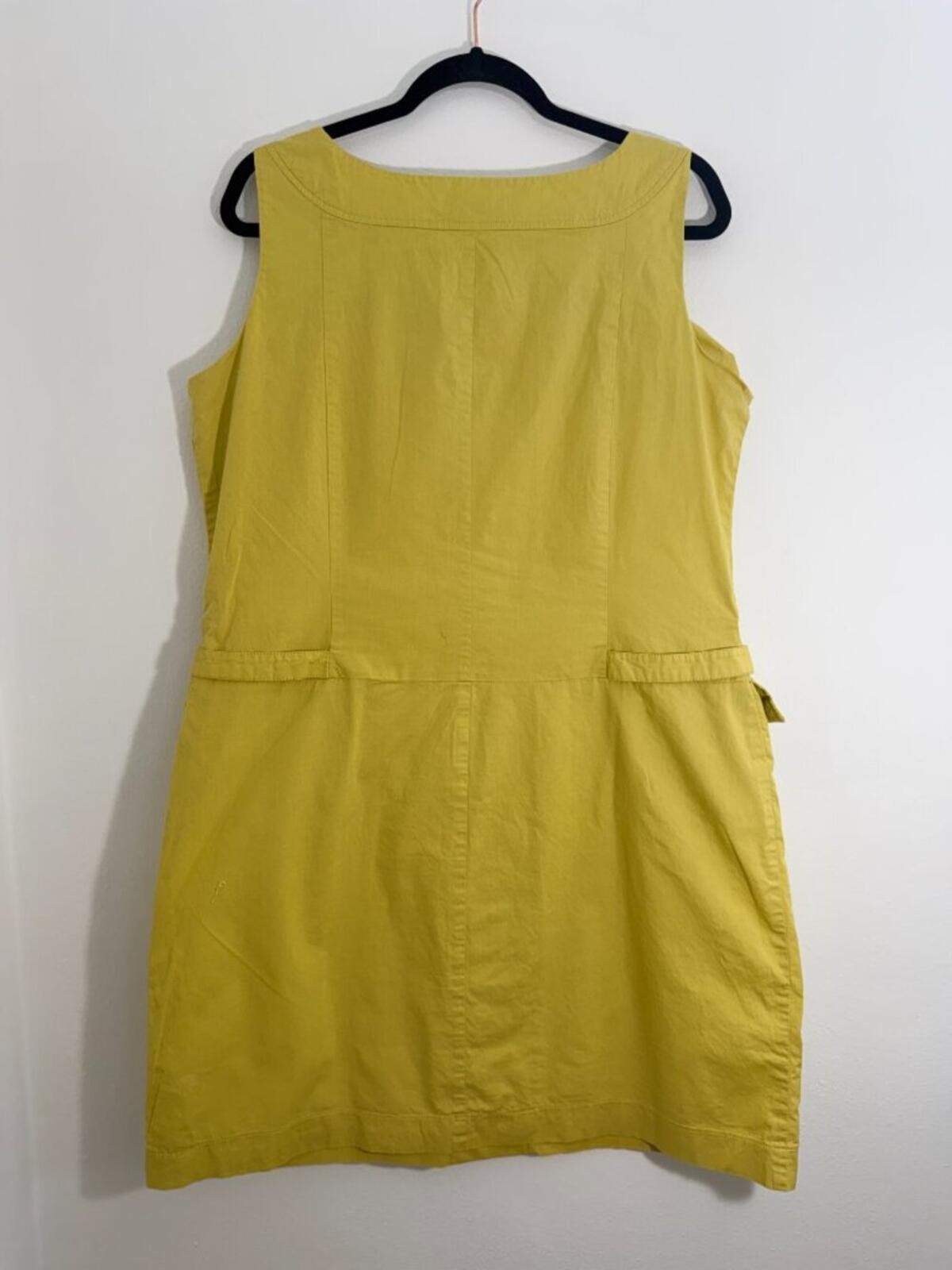 Hope & Honey Yellow Utility Sleeveless Dress Size M Cotton Blend Pocket Dress