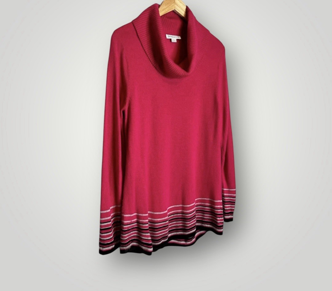 Pendleton 100% Cashmere Sweater Womens Size Large Long Sleeve Soft Solid Striped