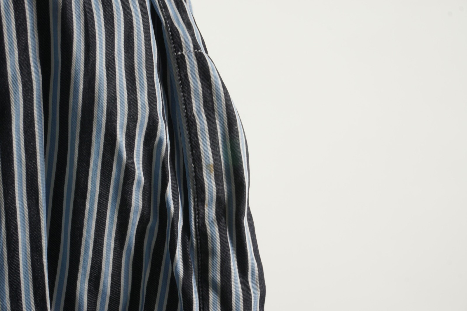 Ermenegildo Zegna Mens Large Long Sleeve Blue Black Stripe Twill Button Up Shirt