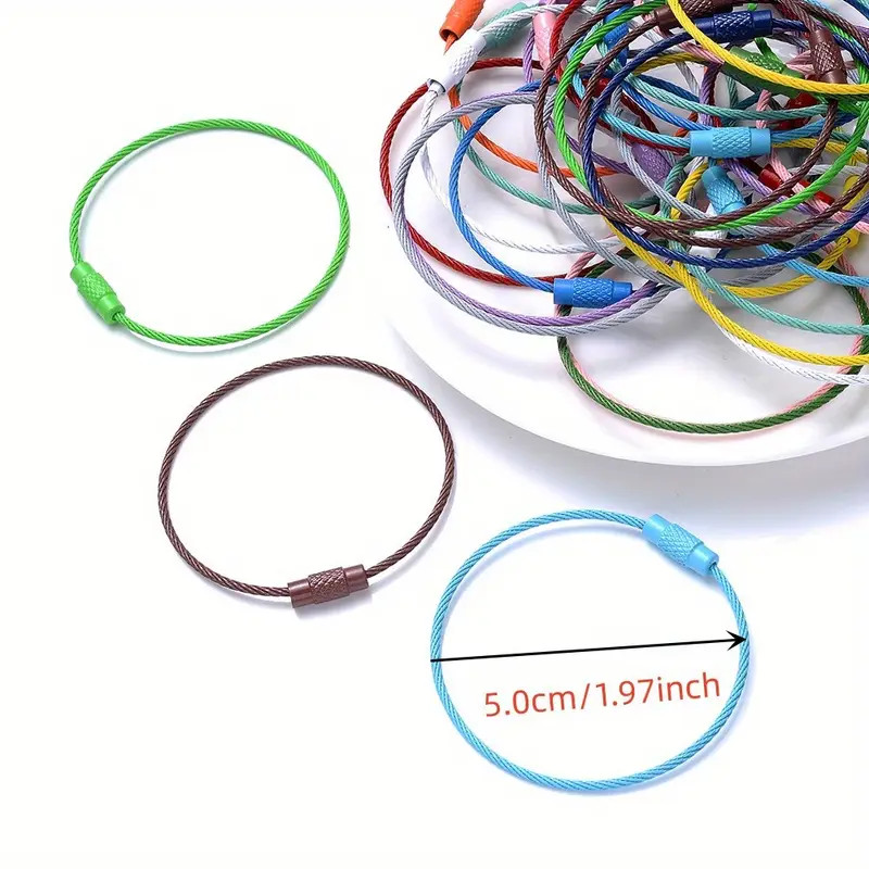 50mm Wire Round Cable for a Keychain with Screw Lock Choose Color