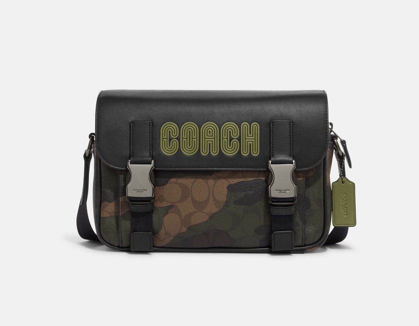NWT Coach Men’s Track Crossbody with Camo Print & Coach Patch CC018 Green Multi