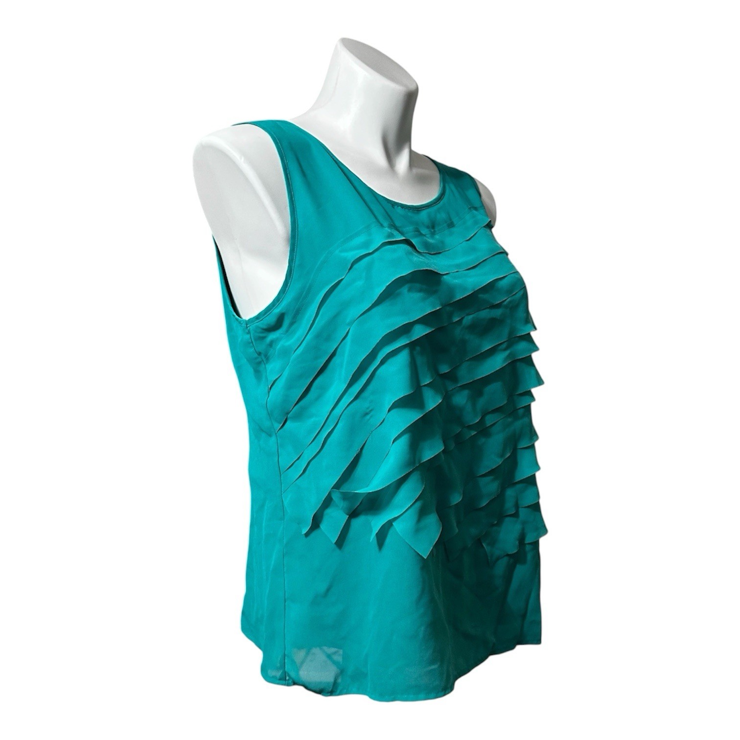Worthington Women’s XL Shirt Green Sleeveless Trendy Stylish Top Sheer Lined