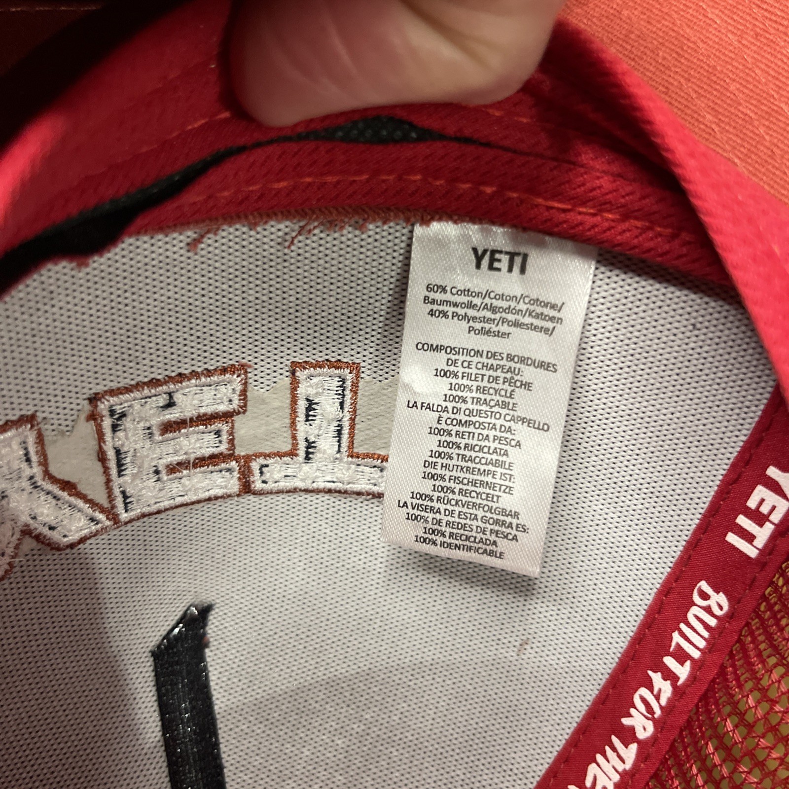 YETI Coolers Red Washed 2Tone A-Frame Mesh USA Flag Patriotic Snapback Hat VG