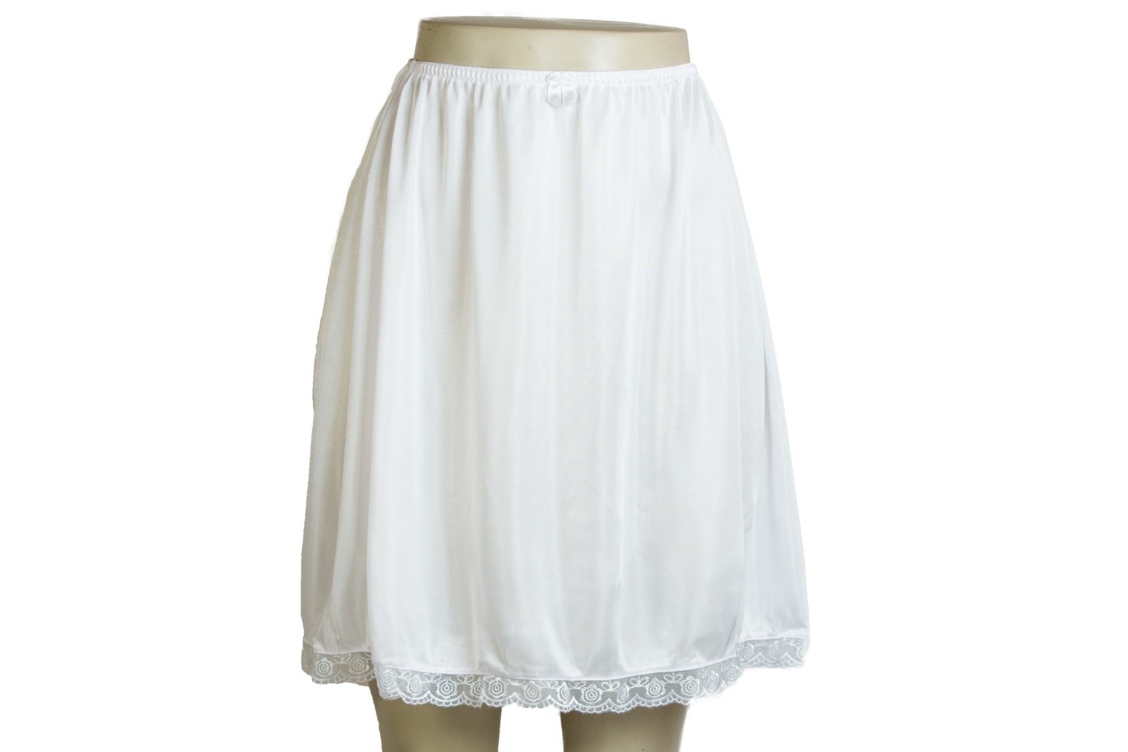20″ Length Women Lace Trim Mini Half Slip White Beige Black S M L XL 2XL 999