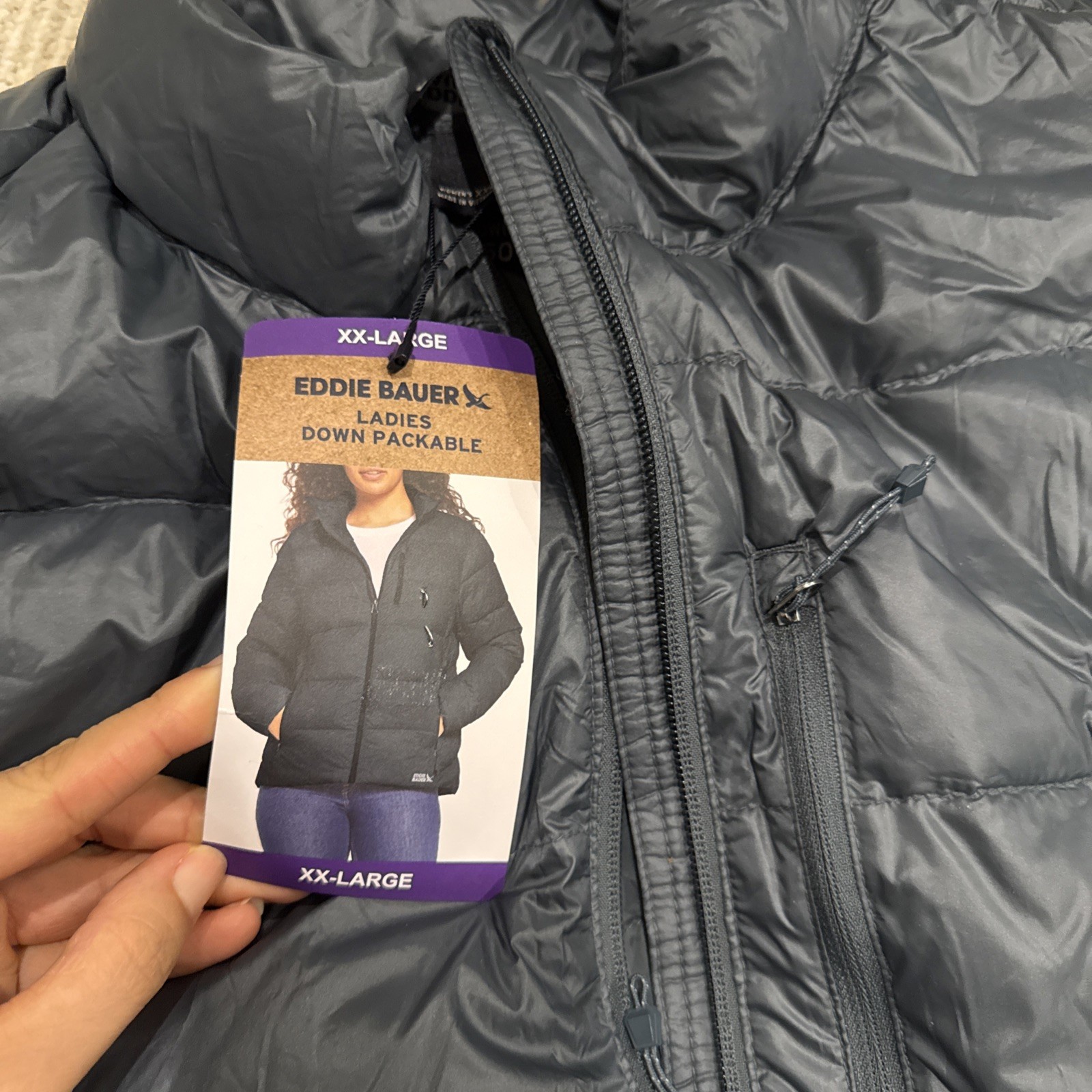 Eddie Bauer Women’s Lightweight Packable Puffer Jacket size XXL blue emerald