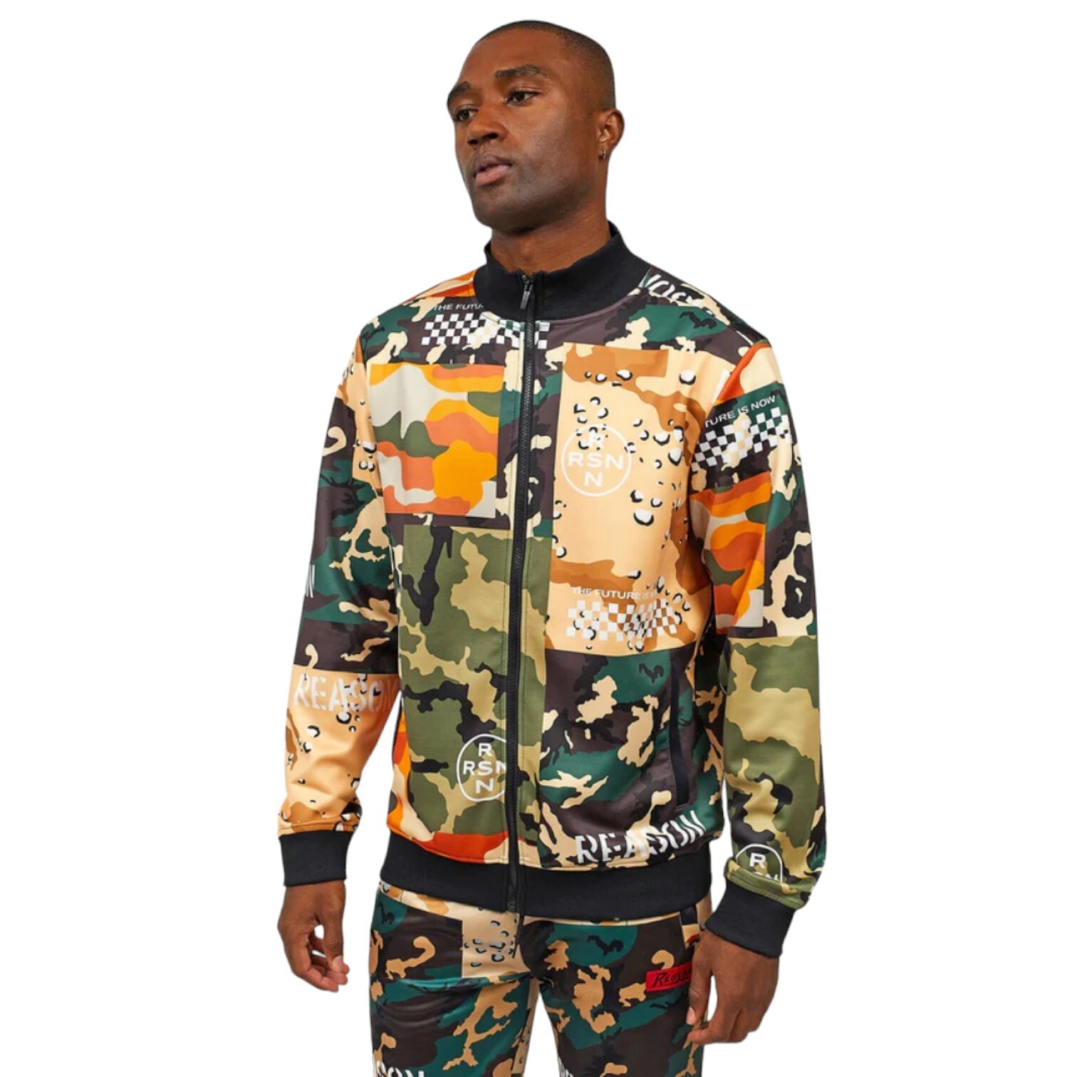 Reason Allover Camo Mixed Allover Print Track Jacket Men’s Size Medium