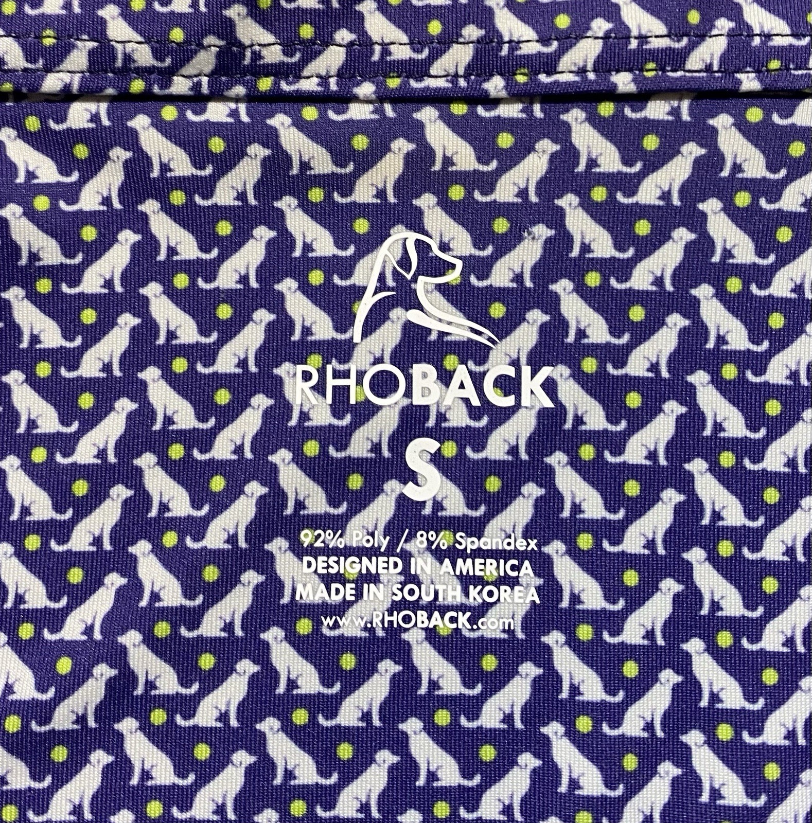 Rhoback Golf S Small Polo Shirt Purple+ All Over Dog Print Performance Mens