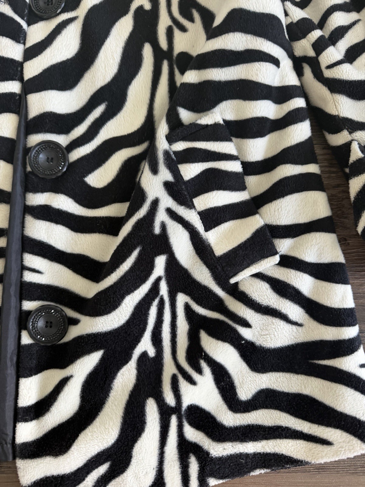 Heart Soul Women’s Zebra Print Pea Coat Button Front Lined Collared