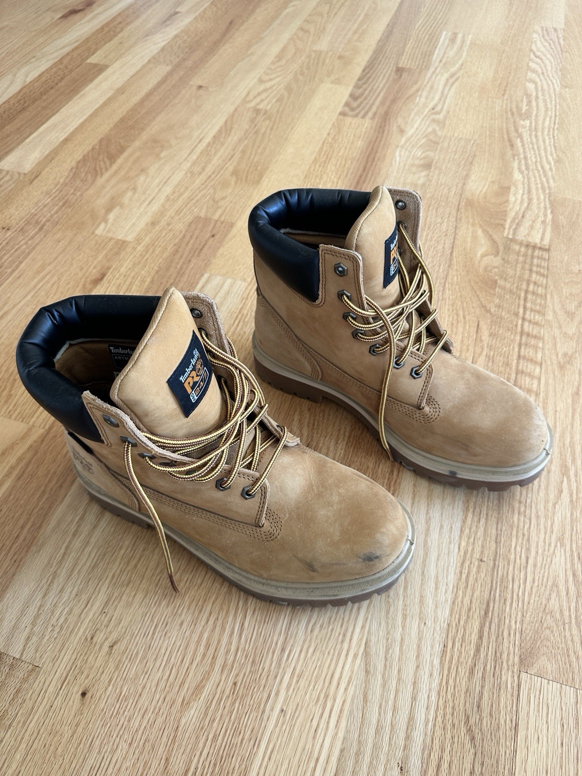 Timberland PRO Men’s Leather Lace-Up Ankle Work Boots Beige Round Toe 10M