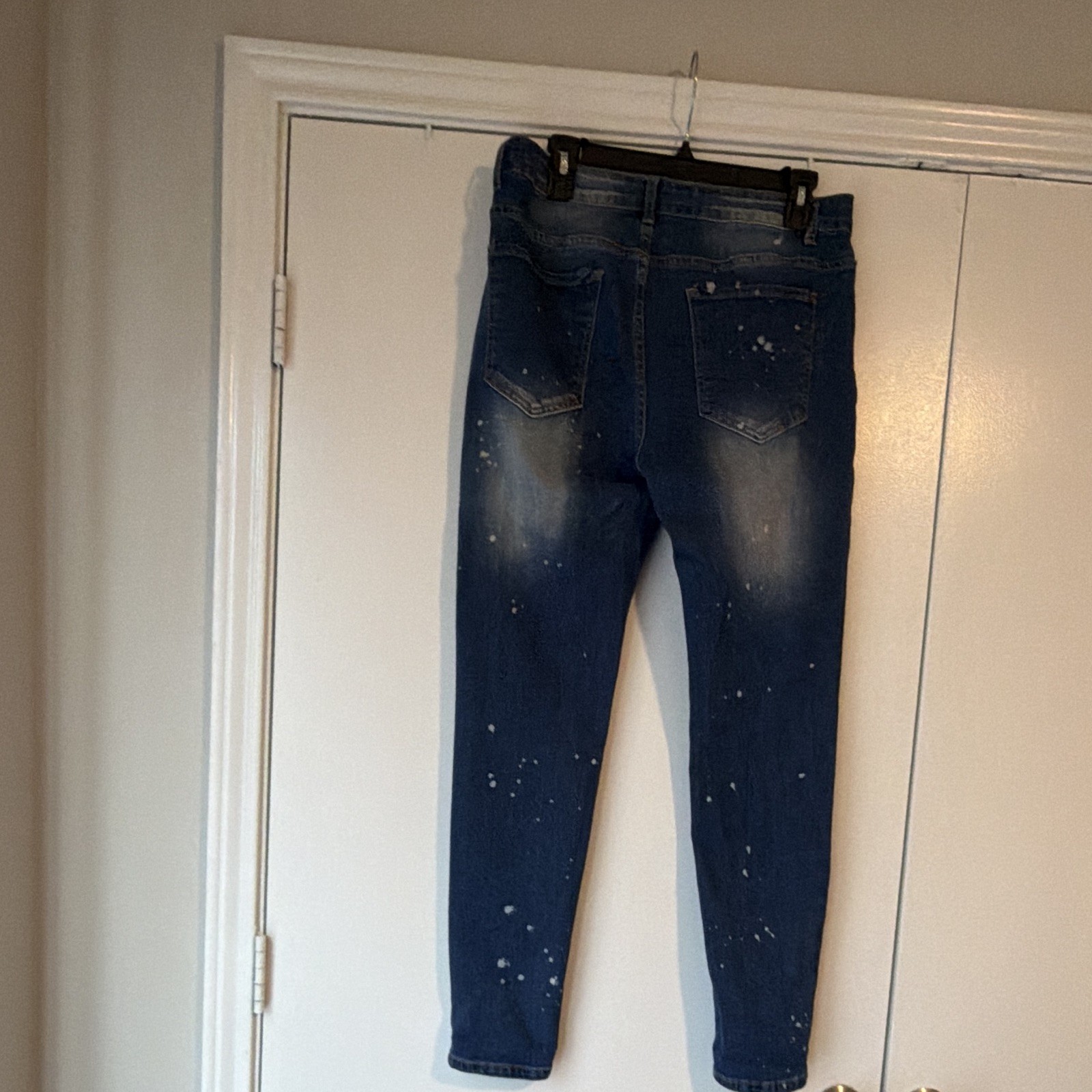 SHEIN Plus Size 34 Blue Distressed Skinny Denim Jeans Solid 5-Pocket