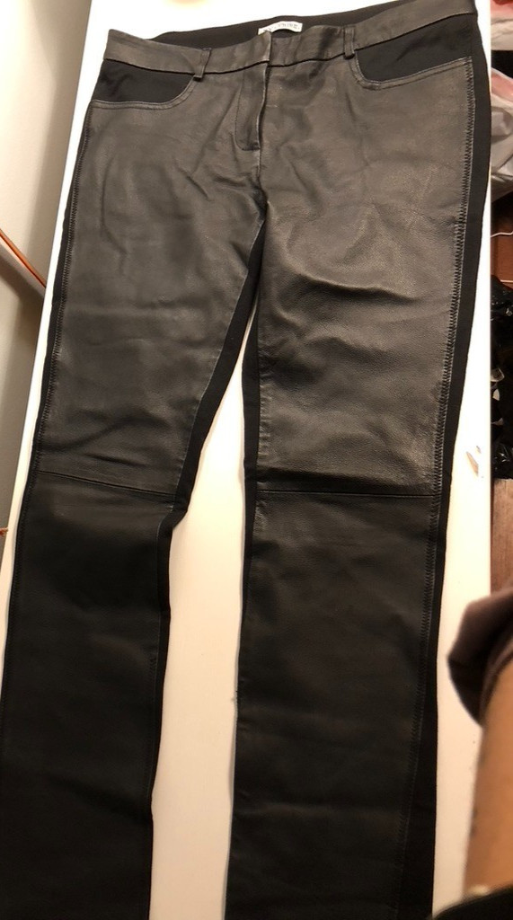 Black Leather Front Stretchy Pants MY TRIBE Brand , Size Large