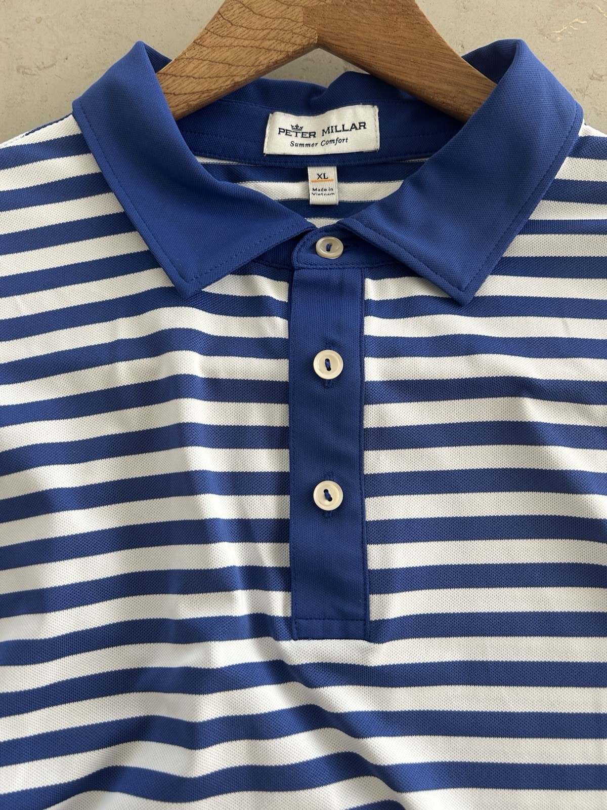 Peter Millar Summer Comfort Polo Blue Striped- XL- EXCELLENT CONDITION!!!