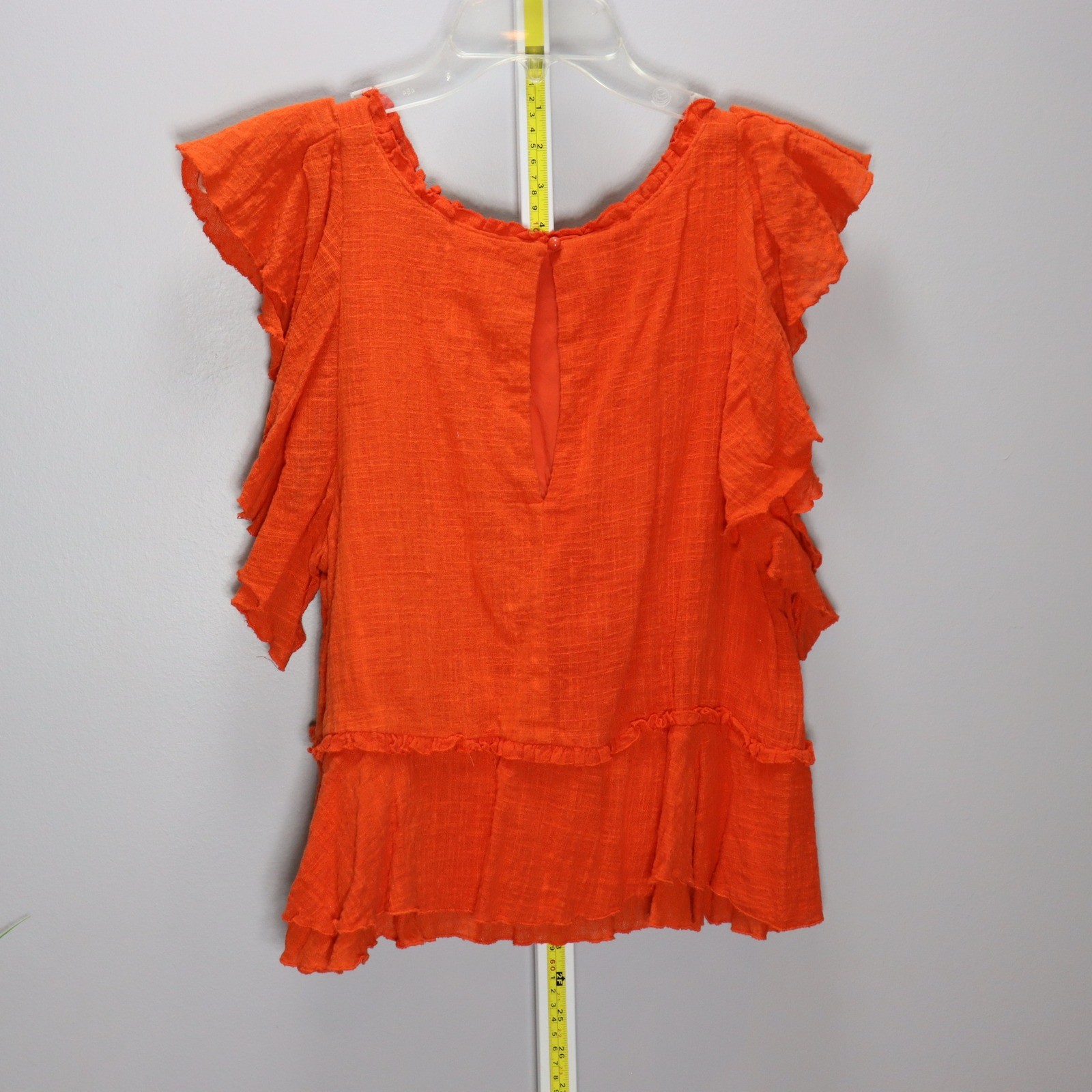 Maeve Ruffle Tiered Blouse Womens Medium Orange Excellent Textured Sleeveless