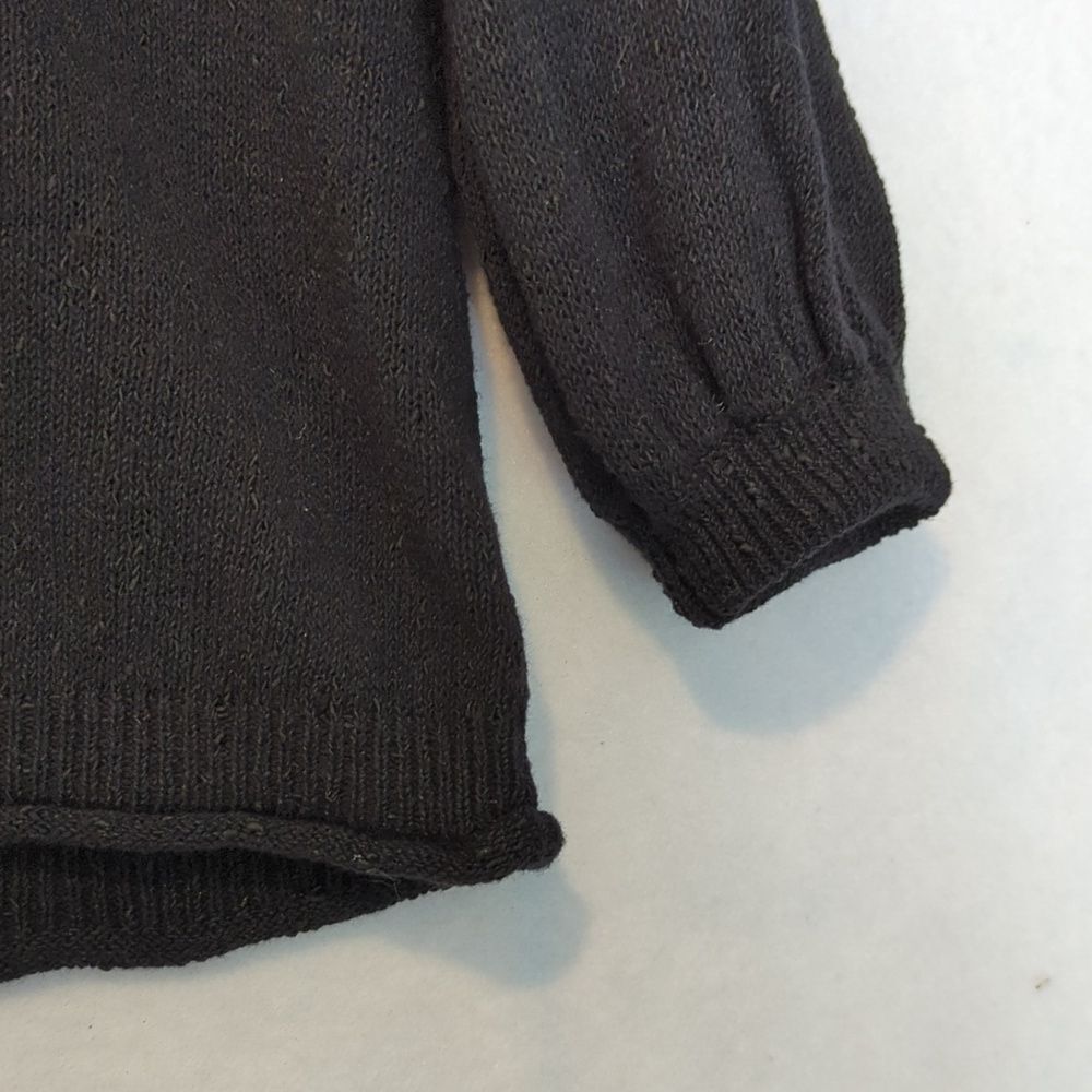 Something Navy Linen blend Louise Embroidered Ruffle Sweater S