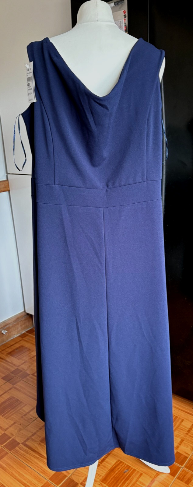 BNWT Ladies QUIZ French NAVY Blue & ECRU Dip Hem Embroidered Occasion Dress 24