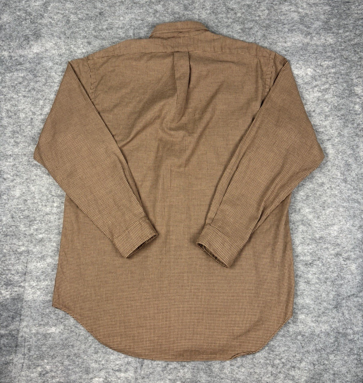 Vintage Polo Ralph Lauren Shirt Mens M Wool Blend Brown Houndstooth Long Sleeve
