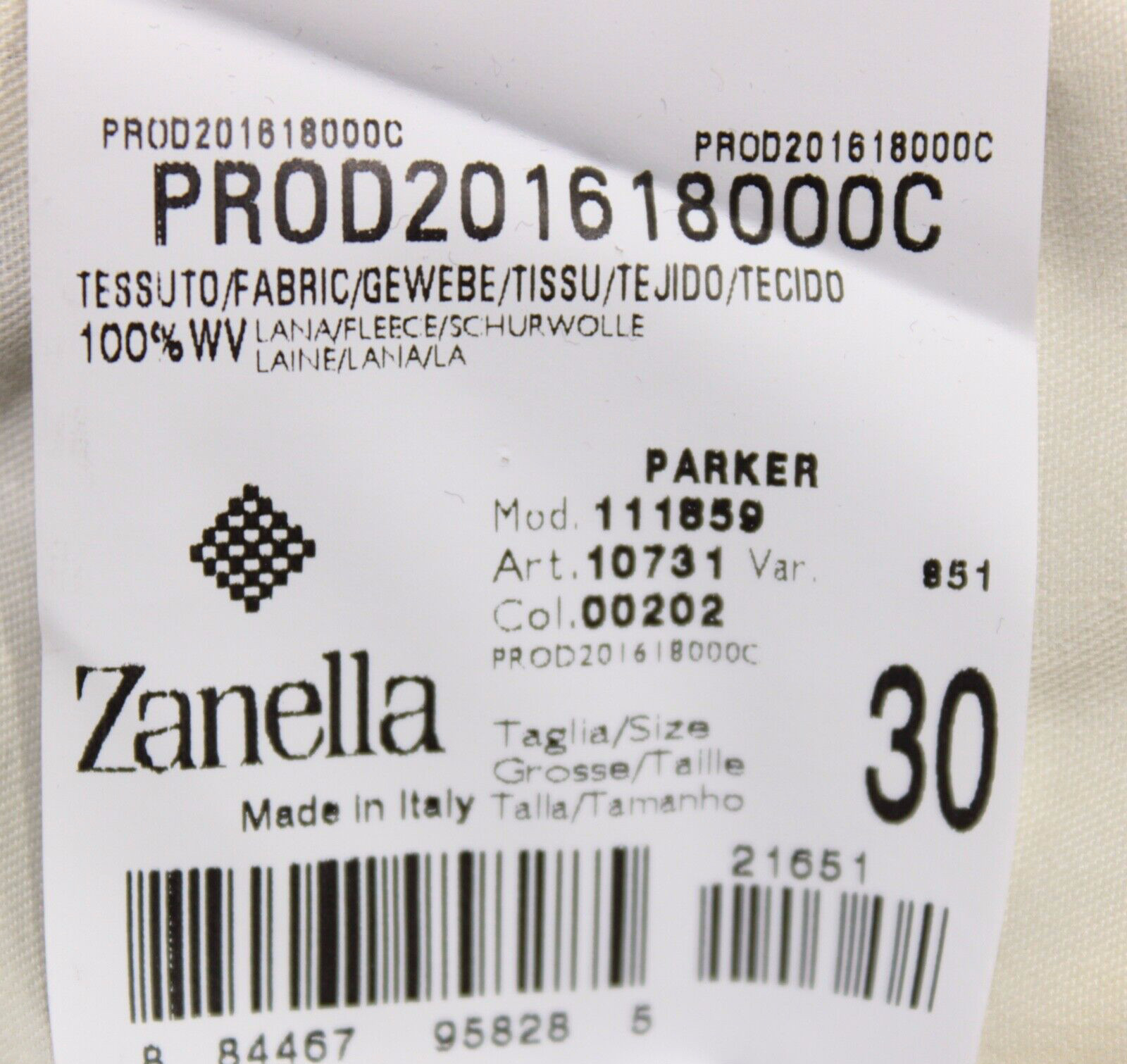 Zanella Platinum NWT Dress Pants Size 30 US Parker In Solid Brown 100% Wool