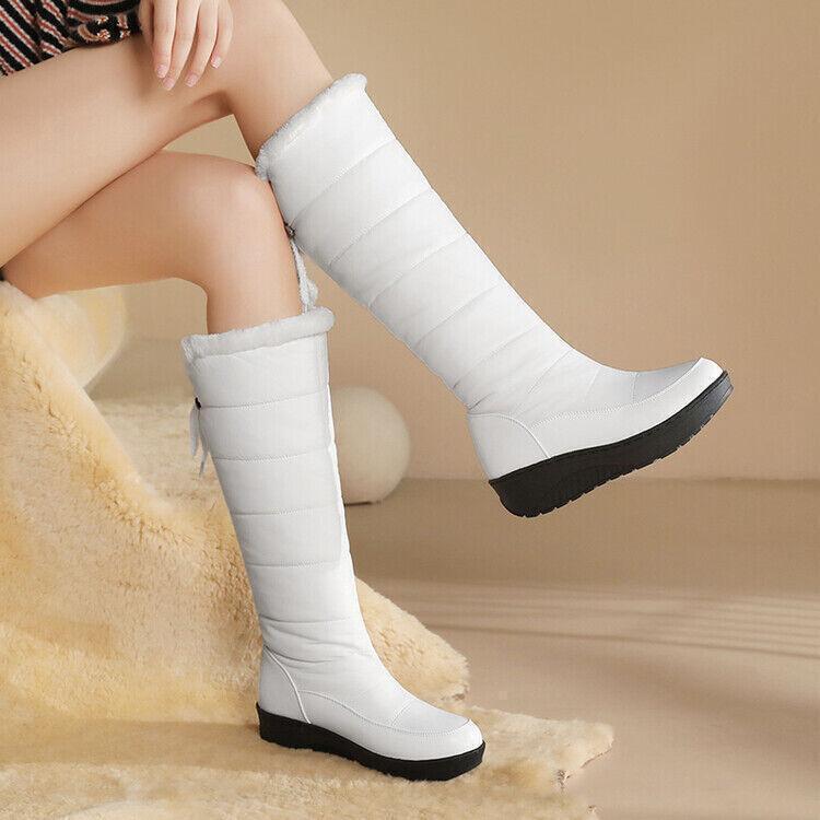 Womens Warm Lined Pull On Knee High Boots Snow Boots Casual Outdoor Winter Shoes