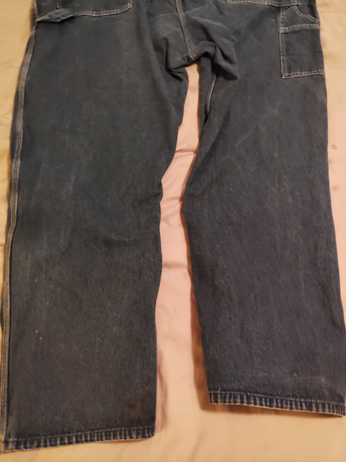 Round House Bib Overalls Men’s 48×32 Blue Denim Carpenter Loop #7