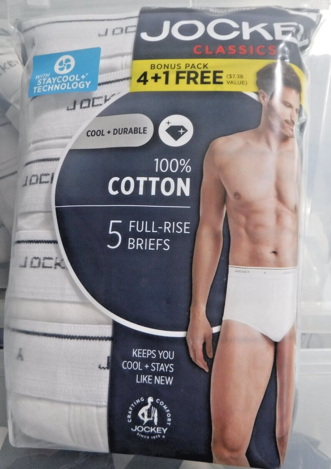 Jockey Classic Briefs 5 pack Full rise 100% Cotton Underwear Y front Fly white