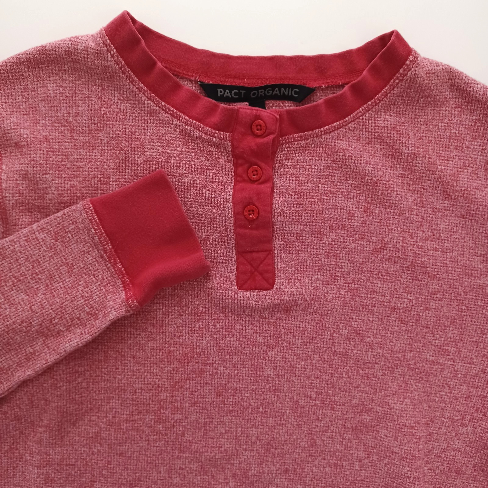 Pact Top Womens Small Waffle Knit Henley 100% Organic Cotton Sustainable Ethical