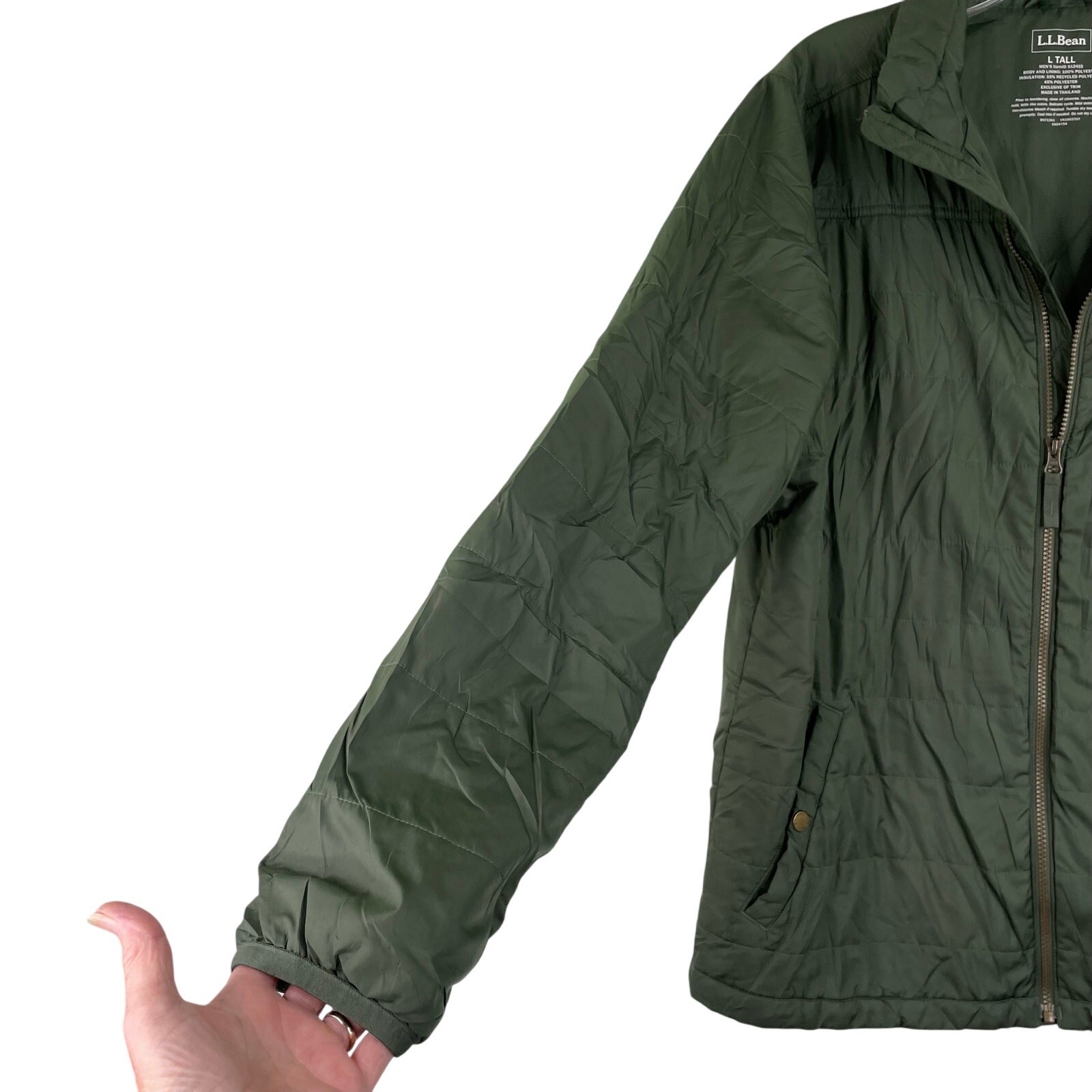 L.L.Bean Army Green Men’s Mountain Classic Puffer Jacket Lightweight Large Tall