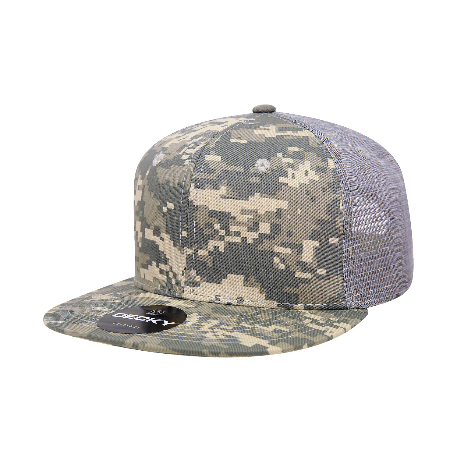 Decky Unisex 6 Panel High Profile Structured Camo Trucker Cap – 1055