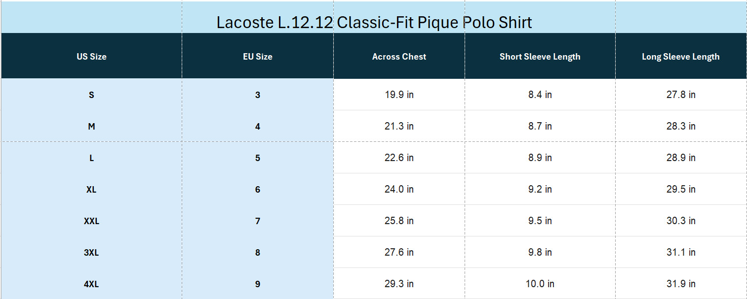 Lacoste Men’s Classic Fit Short Sleeve Pique Polo Shirt Navy