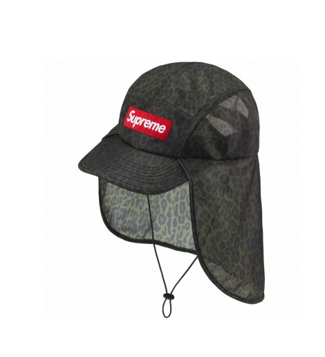 Supreme Mesh Sunshield Camp Cap Leopard Camo SS24 In Hand Ships Fast Box Logo