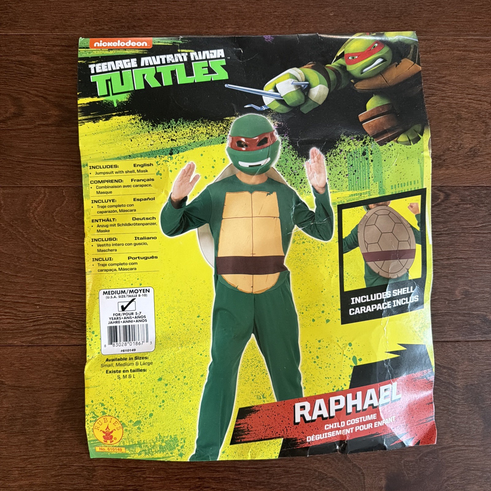 Teenage Mutant Ninja Turtles Raphael Kid Childrens Halloween Costume Sz S (5-7)