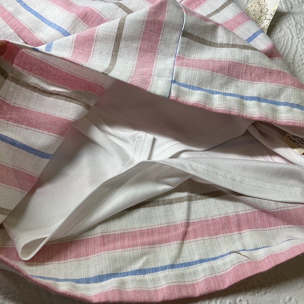 Altar’d State nwt pink blue white stripe hemp/cotton blend lined skirt sz med