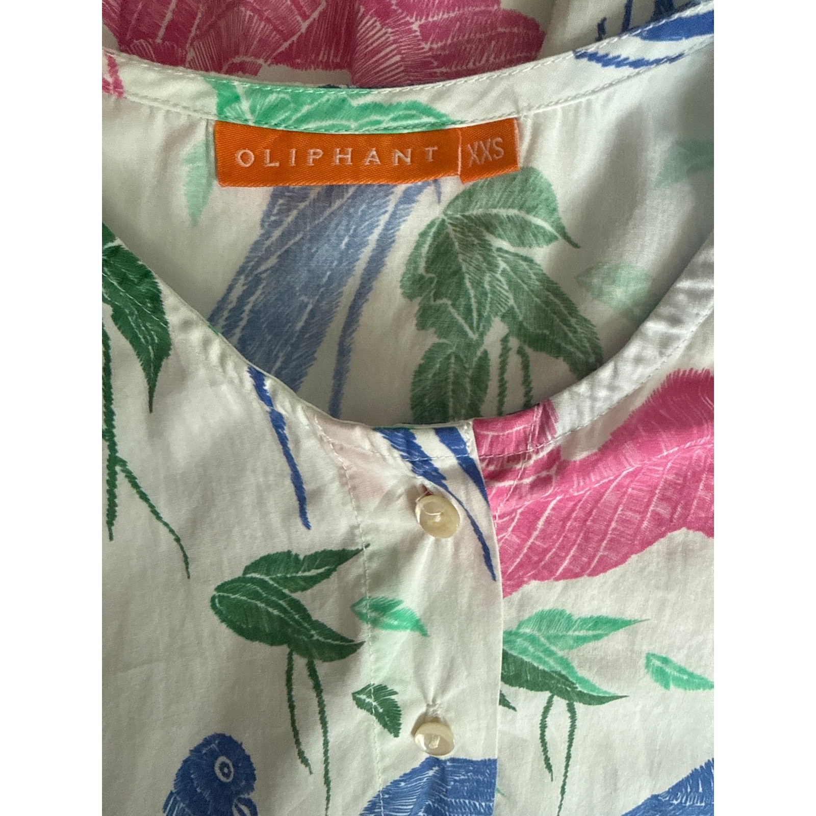 Oliphant Button Cuff Sleeve Poplin Maxi Dress Macaw Blue Multi Pockets Size XXS