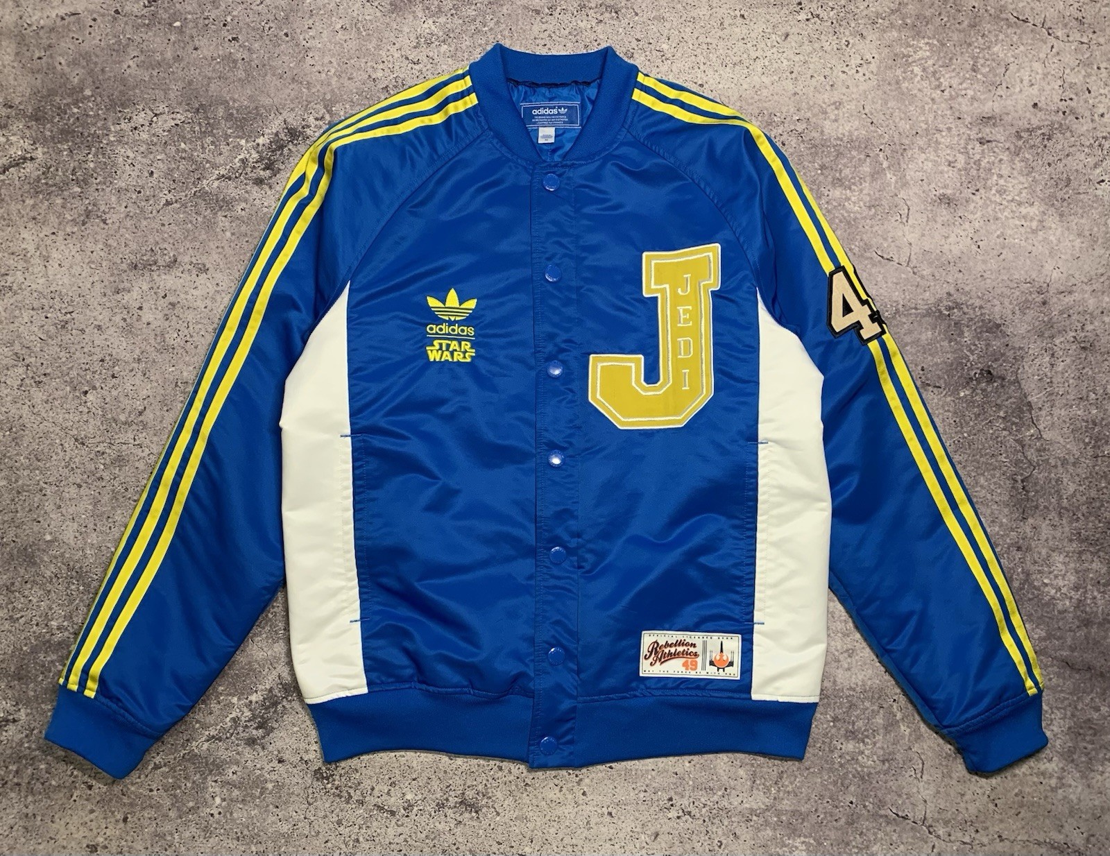 2010 Adidas Star Wars Jedi 49 Snap Button College Bomber Jacket Size Medium