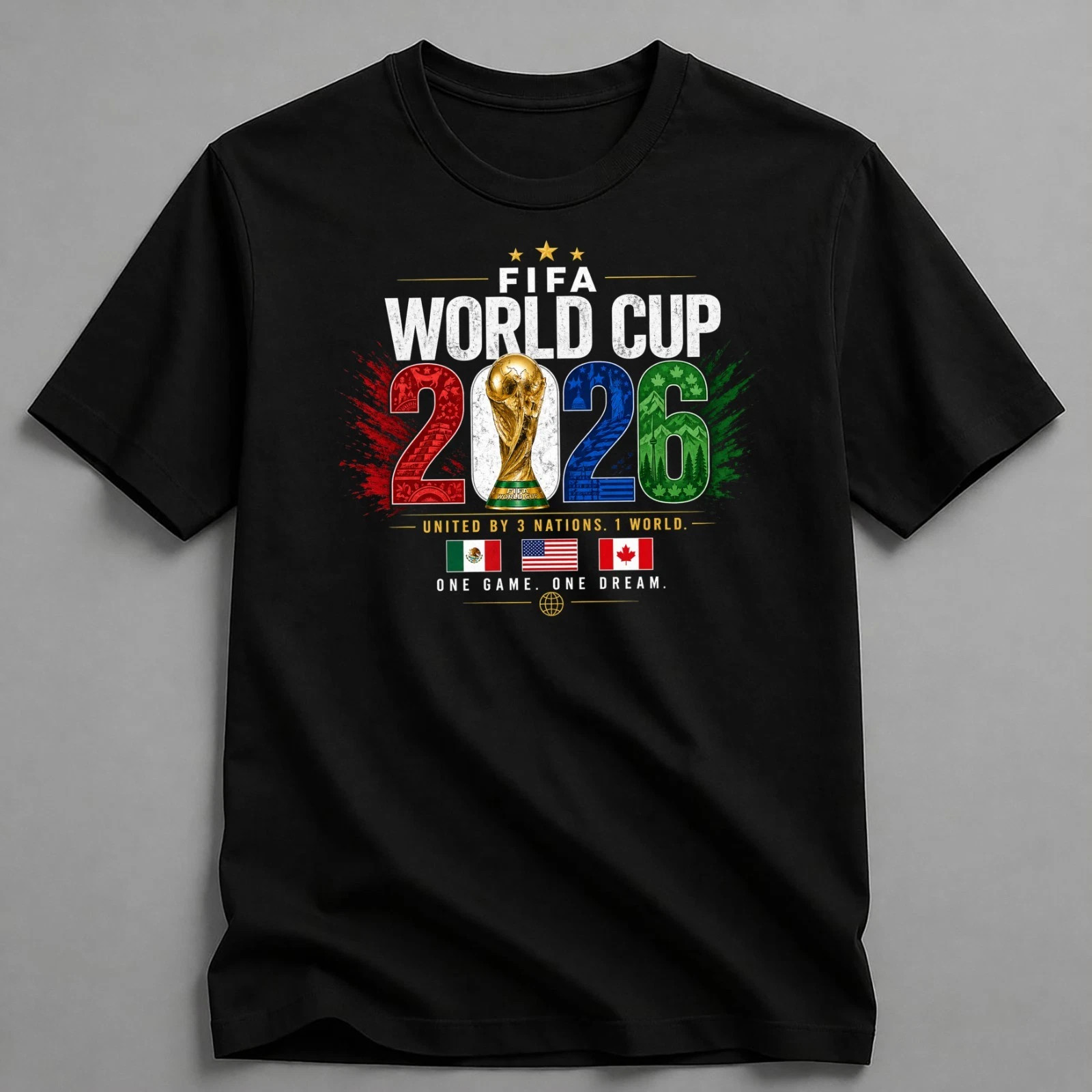 Fifa World Cup 2026 Printed T-Shirt, Graphic Tee USA Football Fan
