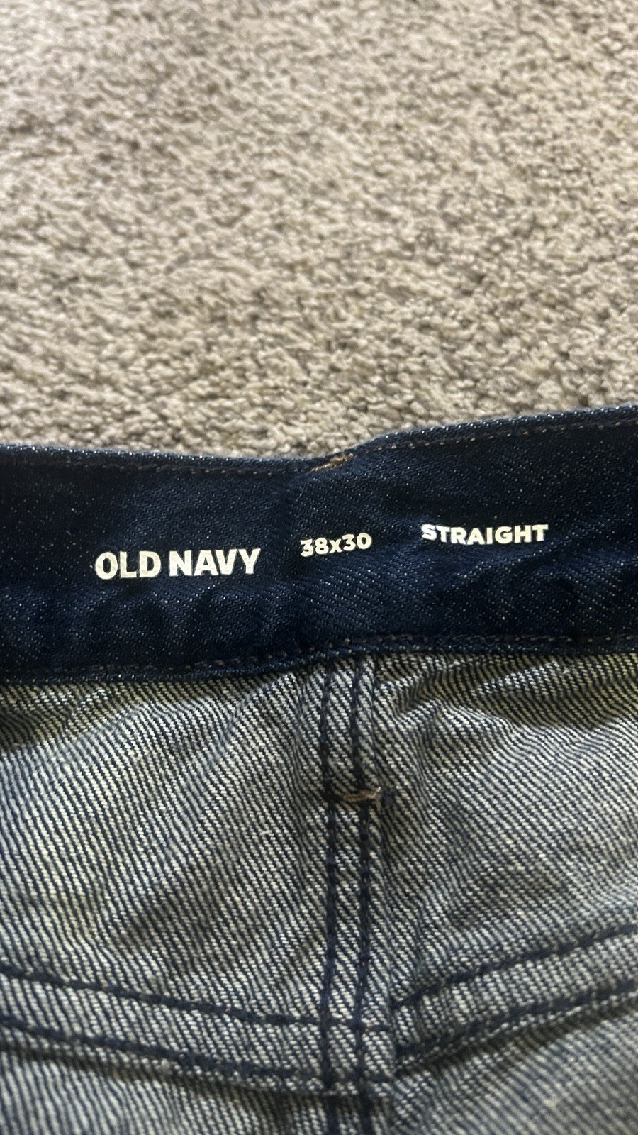 Old Navy Men’s Blue Denim Straight Fit Jeans Dark Wash 5-Pocket Zip Button