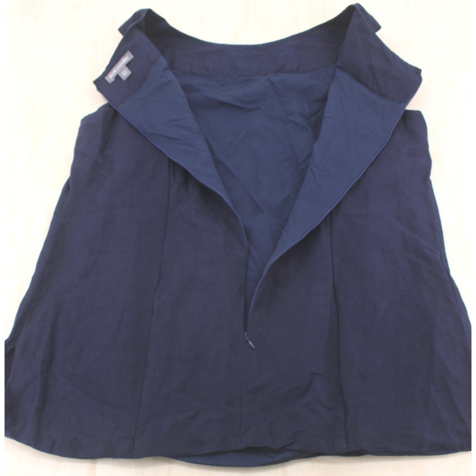 Wms Plus Size Sleeveless Linen Shell 20W Navy Blue Boat Neck Coastal Grandma