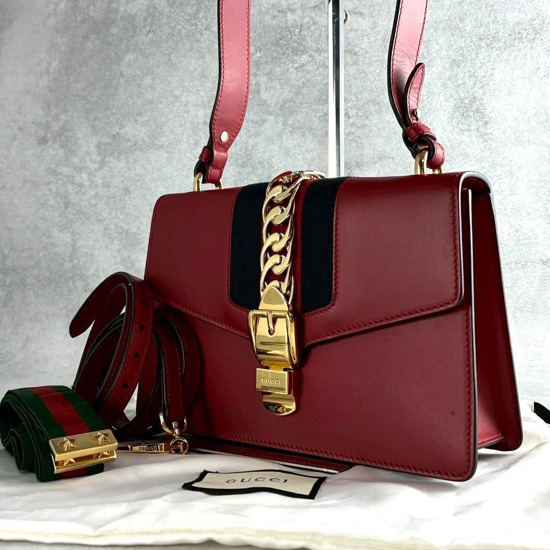 Gucci Sylvie Shoulder Bag Red with Gold Hardware 421882 Gift Present 0614b