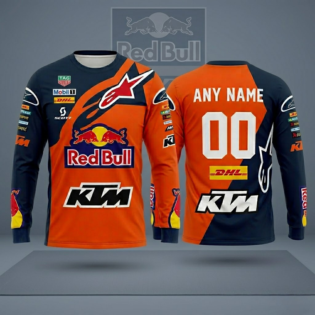 Personalized KTM Red B**lRacing Long Sleeve Shirt For Motorcycle Riders