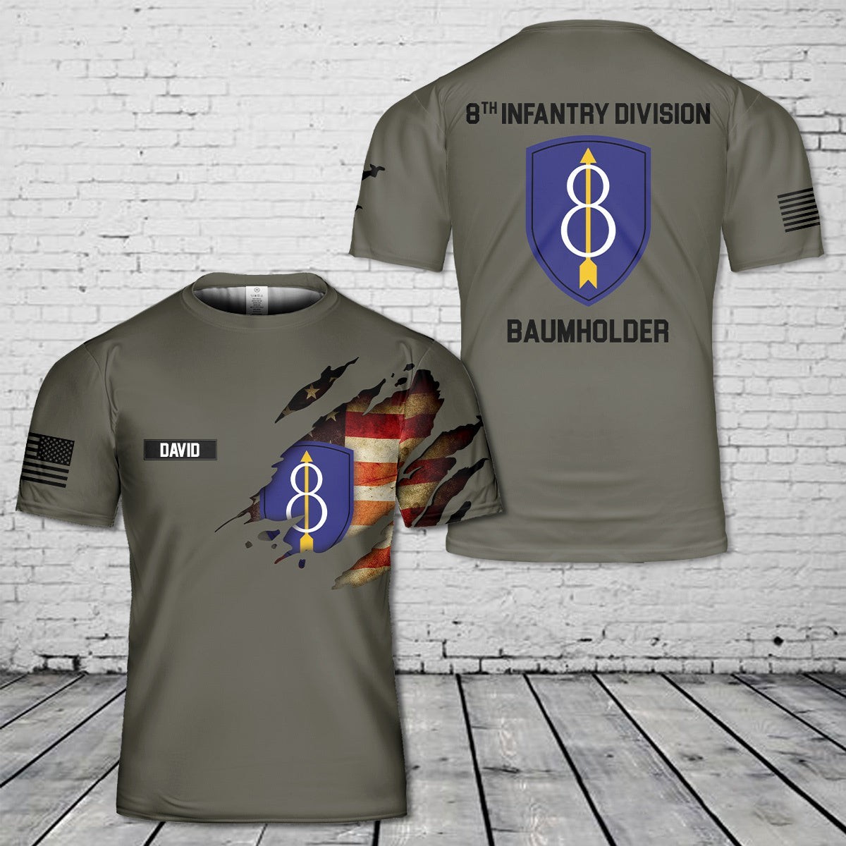 Custom Name US Army 8th Infantry Division Military AOP SHirt 3D Shirt Size S-5XL