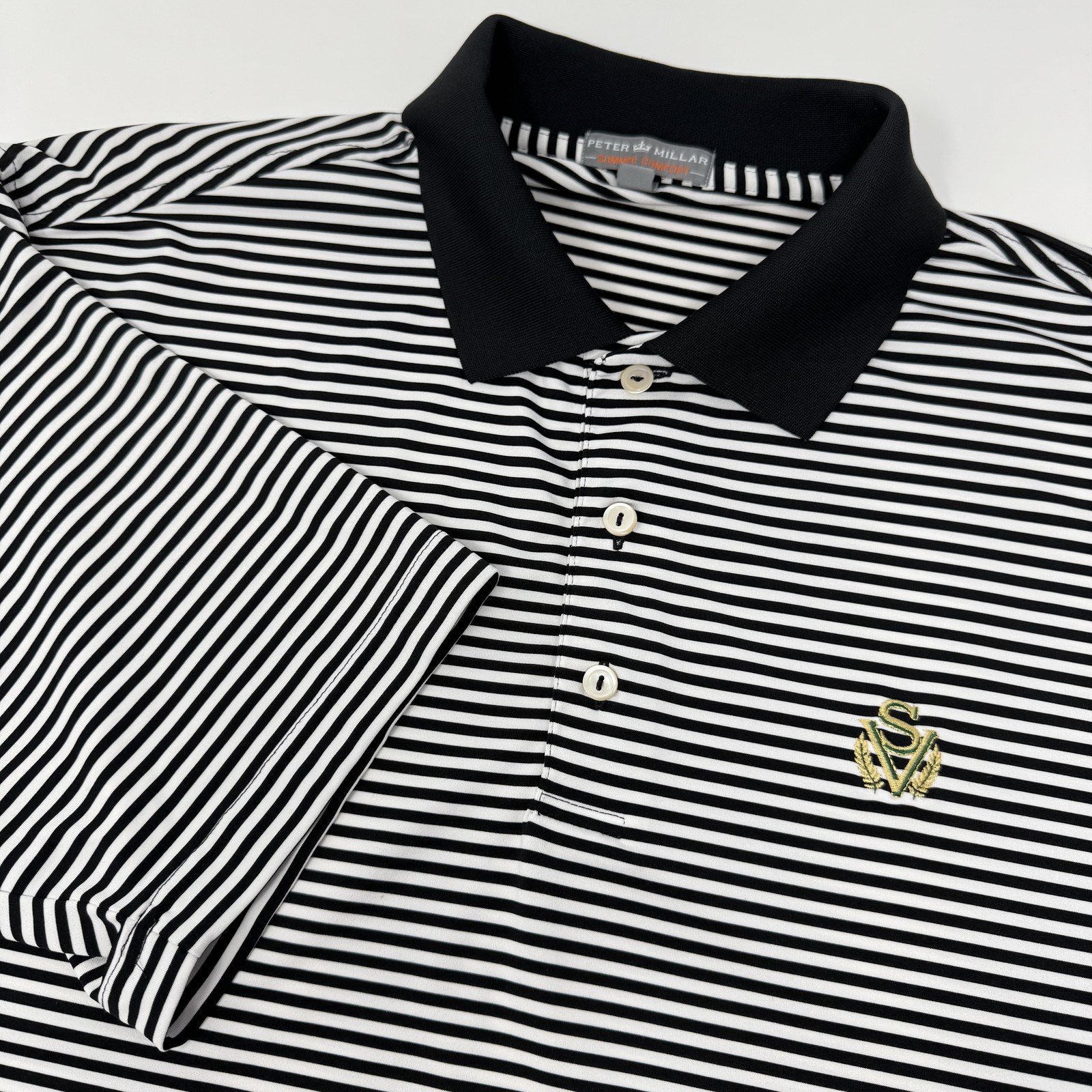 Peter Millar Polo Shirt Mens Large Summer Comfort Golf Stripe Performance