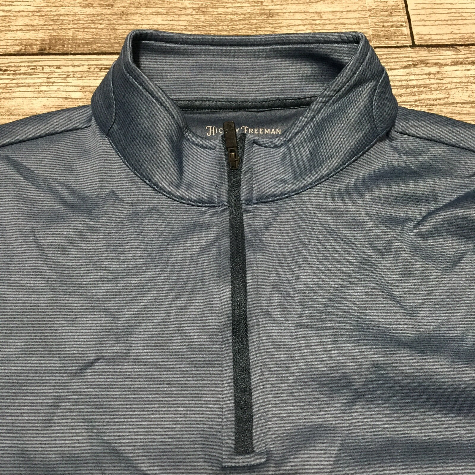 Hickey Freeman 1/4 Zip Pullover Men’s M Blue Striped Performance Casual A4