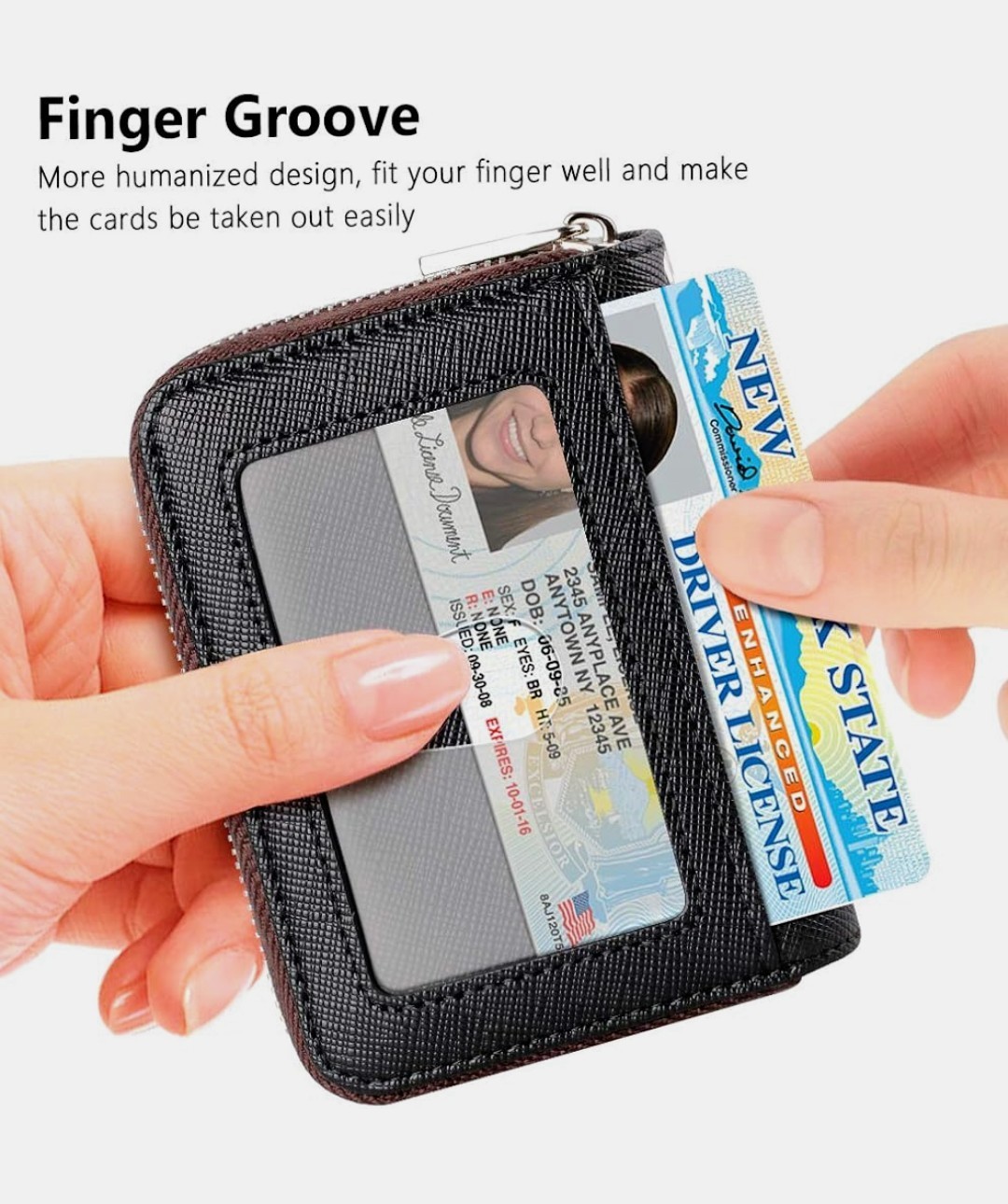 FurArt Zipper RFID Blocking Credit Card Wallet, Business Card Holder, Compact