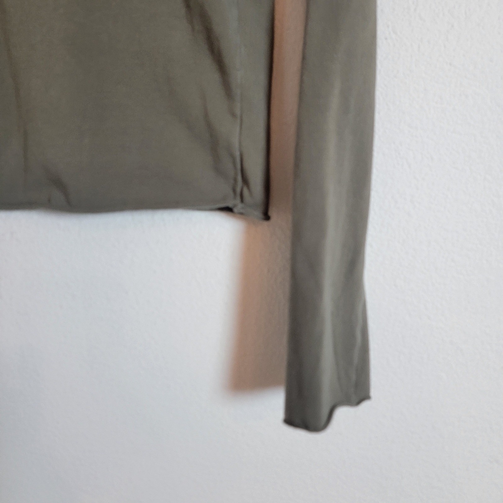 Brandy Melville Olive Green Long Sleeve Cotton Boat Neck Top OS (XS?) Casual