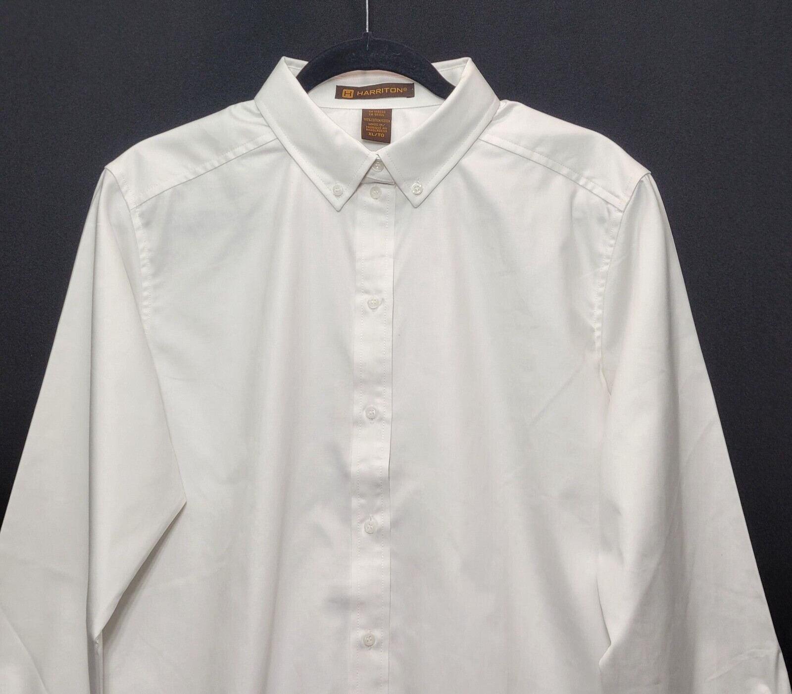 Harriton Button Down Long Sleeve Ladies Darted Oxford Shirt White Size XL