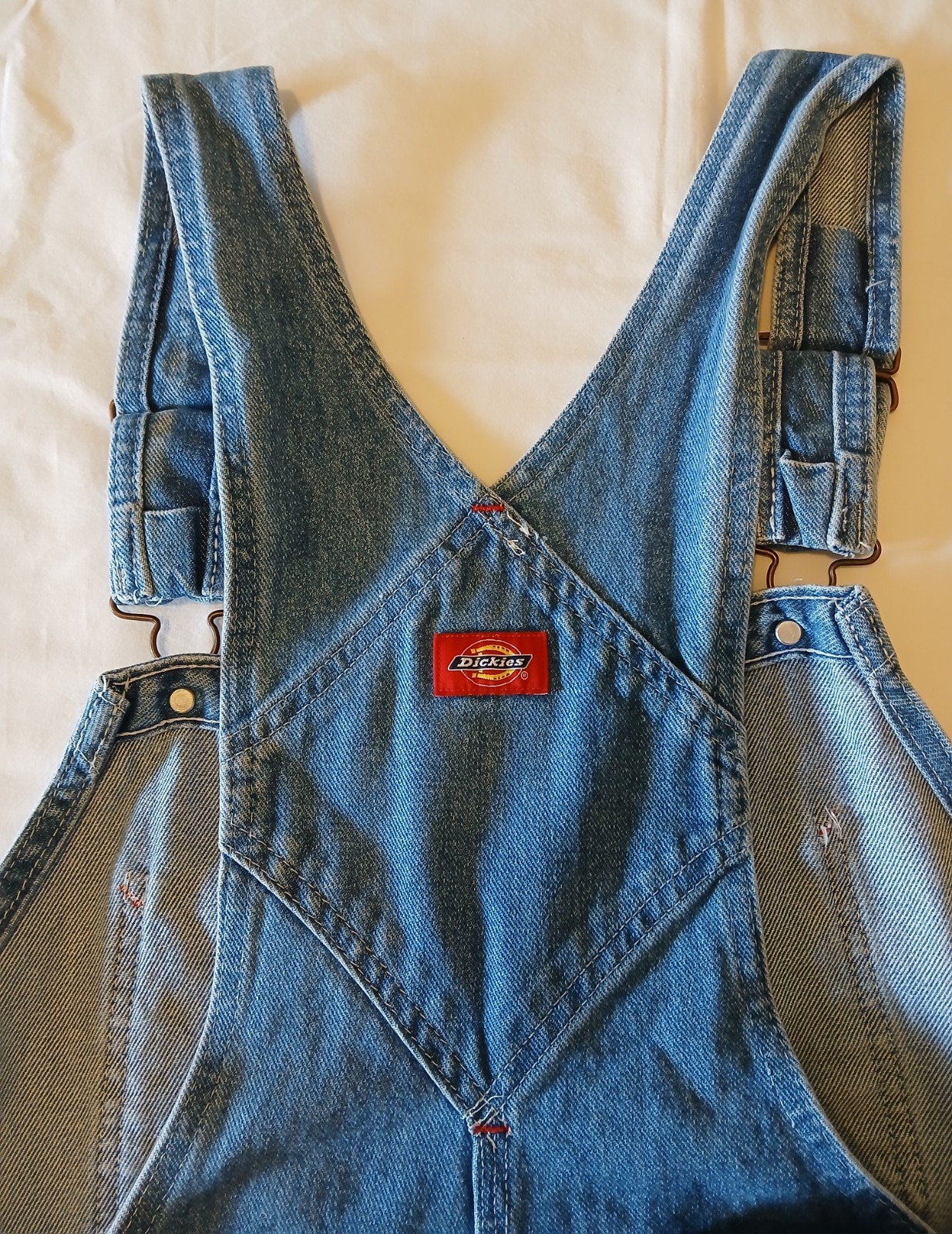 Dickies Overalls 34 X 30 Coveralls Bib Blue Cotton Denim Carpenter Farm Work EUC