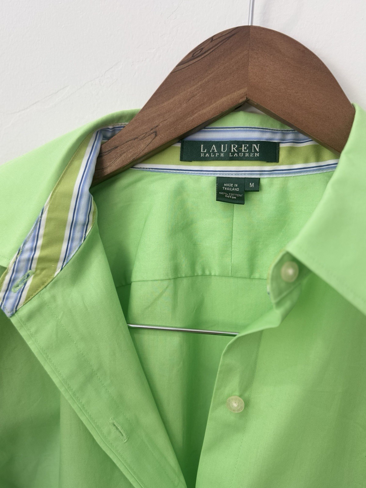 Lauren Ralph Lauren Lime Green Button Up Vibrant Contrast Flip Cuff Size Medium