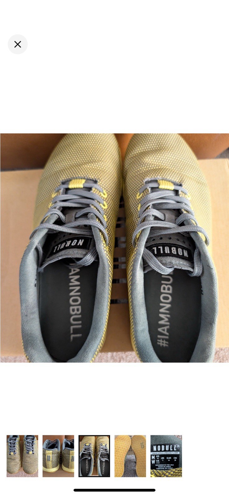 NOBULL Men’s Low Top Athletic Sneaker, Gray/Yellow, Lace-Up, Solid